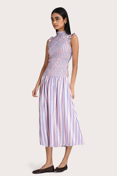 Gabrielle Dress - Cornflower Stripe