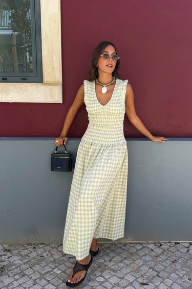 Sylvie Dress - Sage Haze Gingham