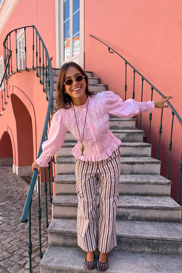 Estelle Pant - Fawn Lavender Stripe