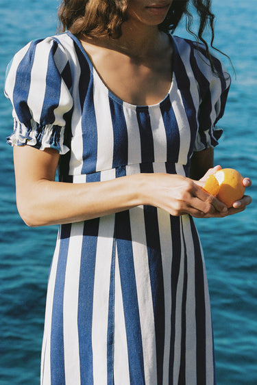 Elvira Dress - Lapis Stripe