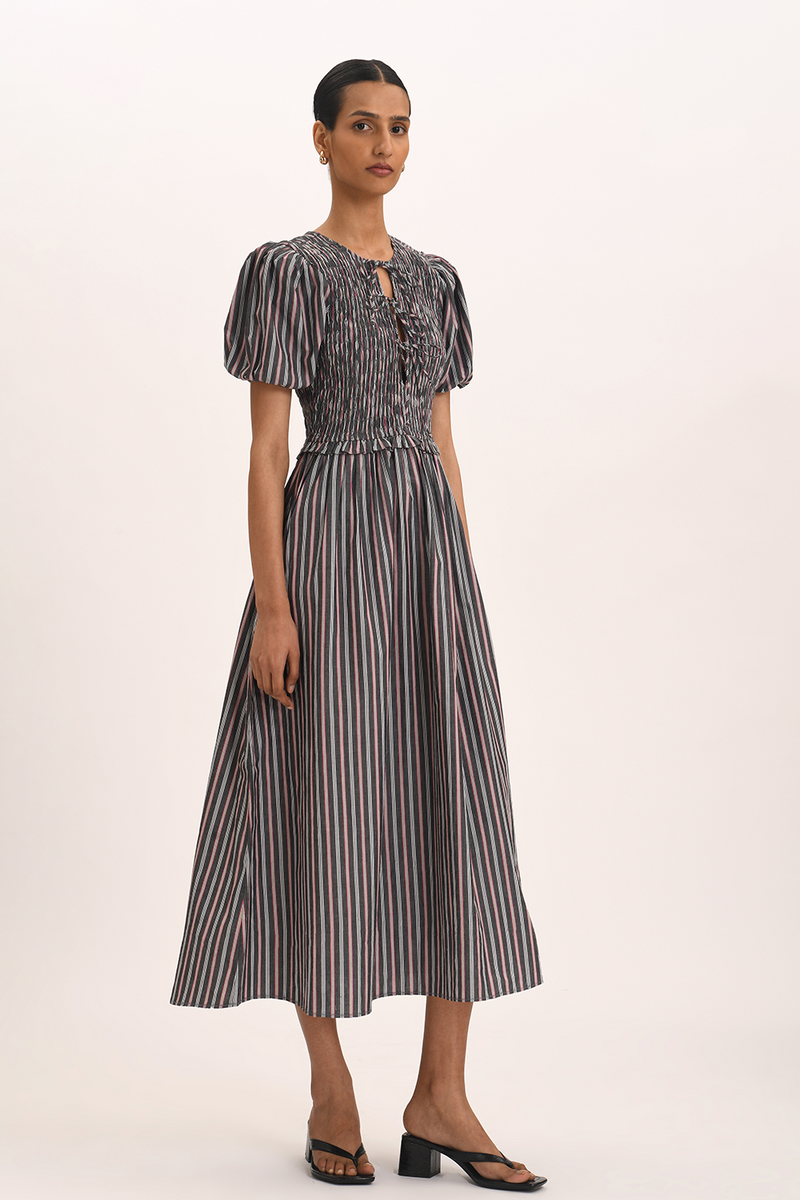 Elisa Dress - Liquorice Stripe