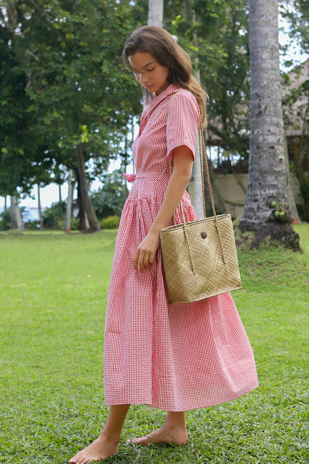 steele pink gingham dress Steele Womens Size M Maxi Dress / Shoestring Strap Gingham / Pink / White (s) - New With Tags