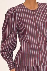 Ines Blouse - Merlot Stripe