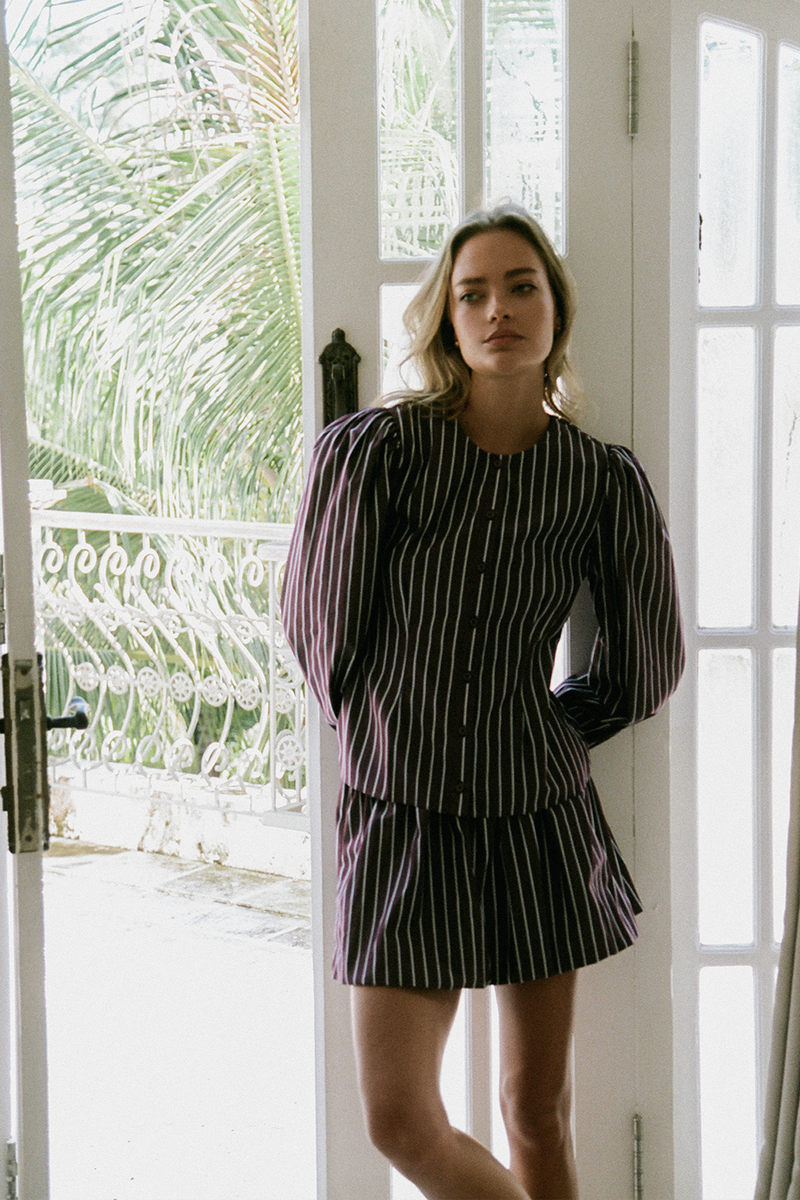 Leonie Skirt - Merlot Stripe