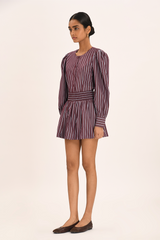 Leonie Skirt - Merlot Stripe