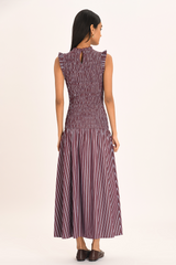 Gabrielle Dress - Merlot Stripe