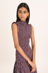 Gabrielle Dress - Merlot Stripe