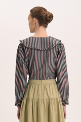 Mia Blouse - Liquorice Stripe