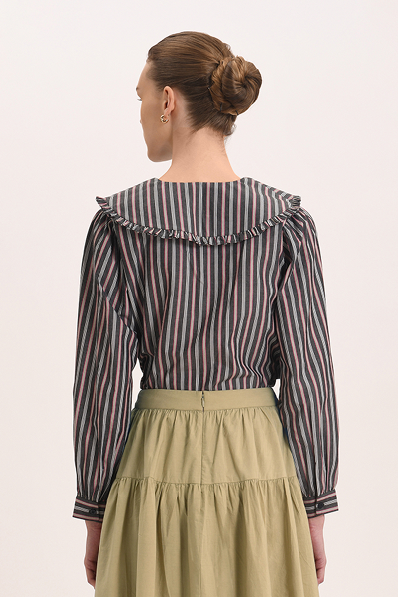 Mia Blouse - Liquorice Stripe