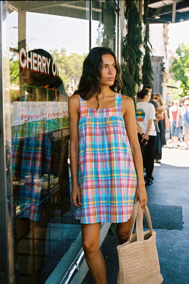 Marisol Mini Dress - Rainbow Check