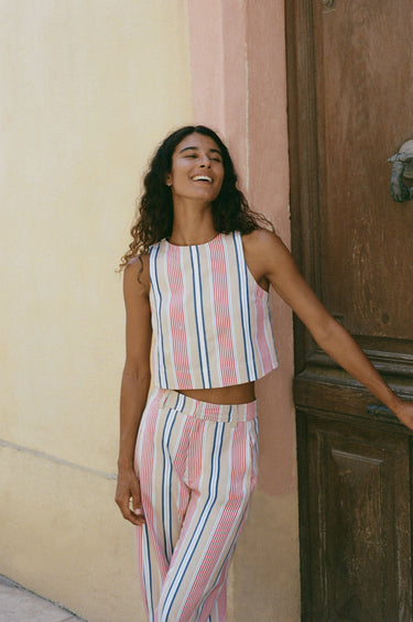 Alizee Cropped Top - Cassis stripe