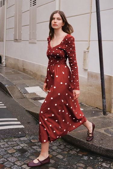 Liva Midi Dress - Ruby Polka