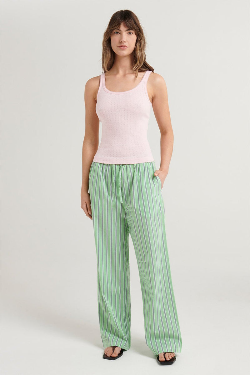 The Strapless cotton top and Ease trouser in the new Green and