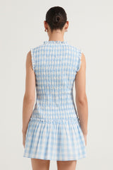 Fraya Dress - Blue Check - steele label