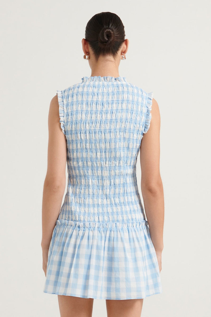 Fraya Dress - Blue Check - steele label