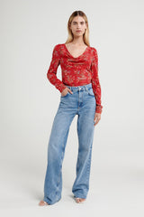 Haven Top - Ruby Floral - steele label
