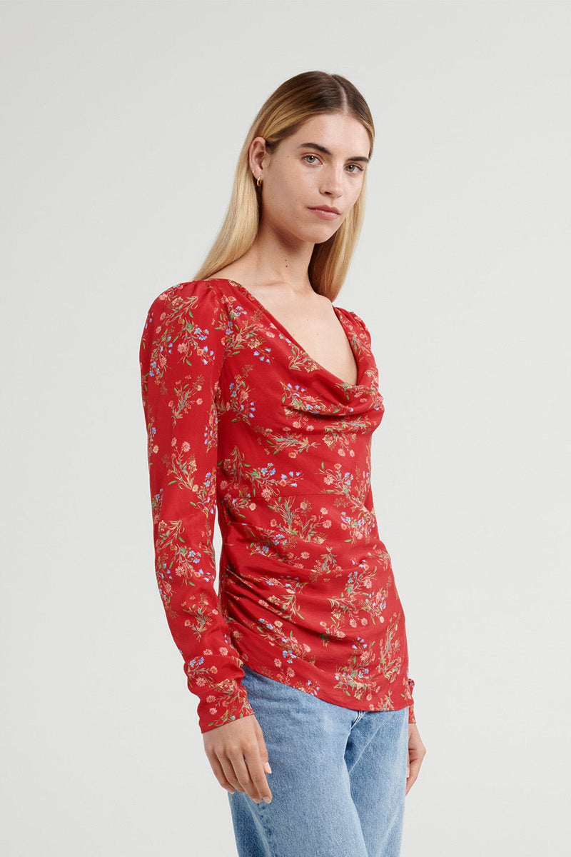 Haven Top - Ruby Floral - steele label