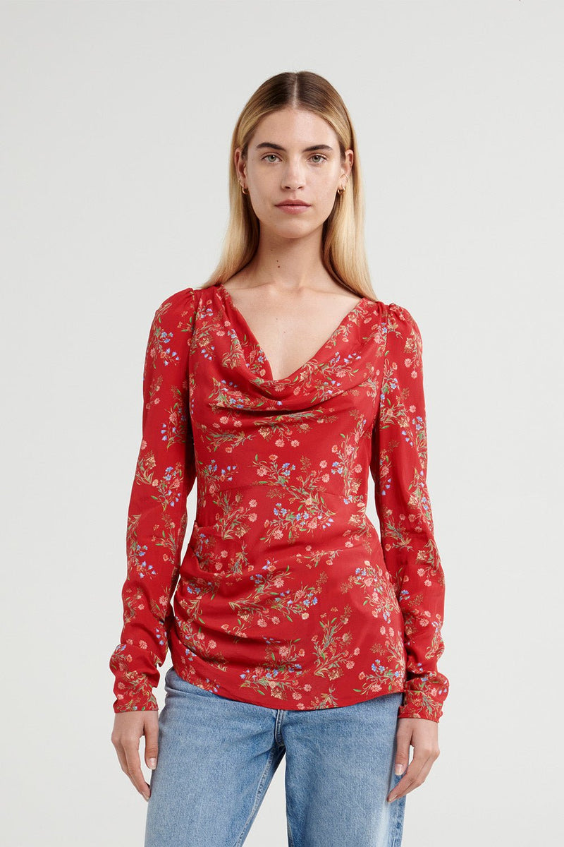 Haven Top - Ruby Floral - steele label