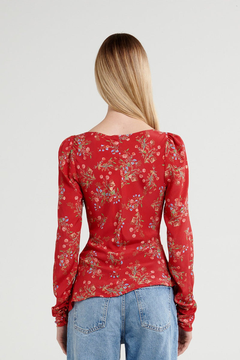 Haven Top - Ruby Floral - steele label