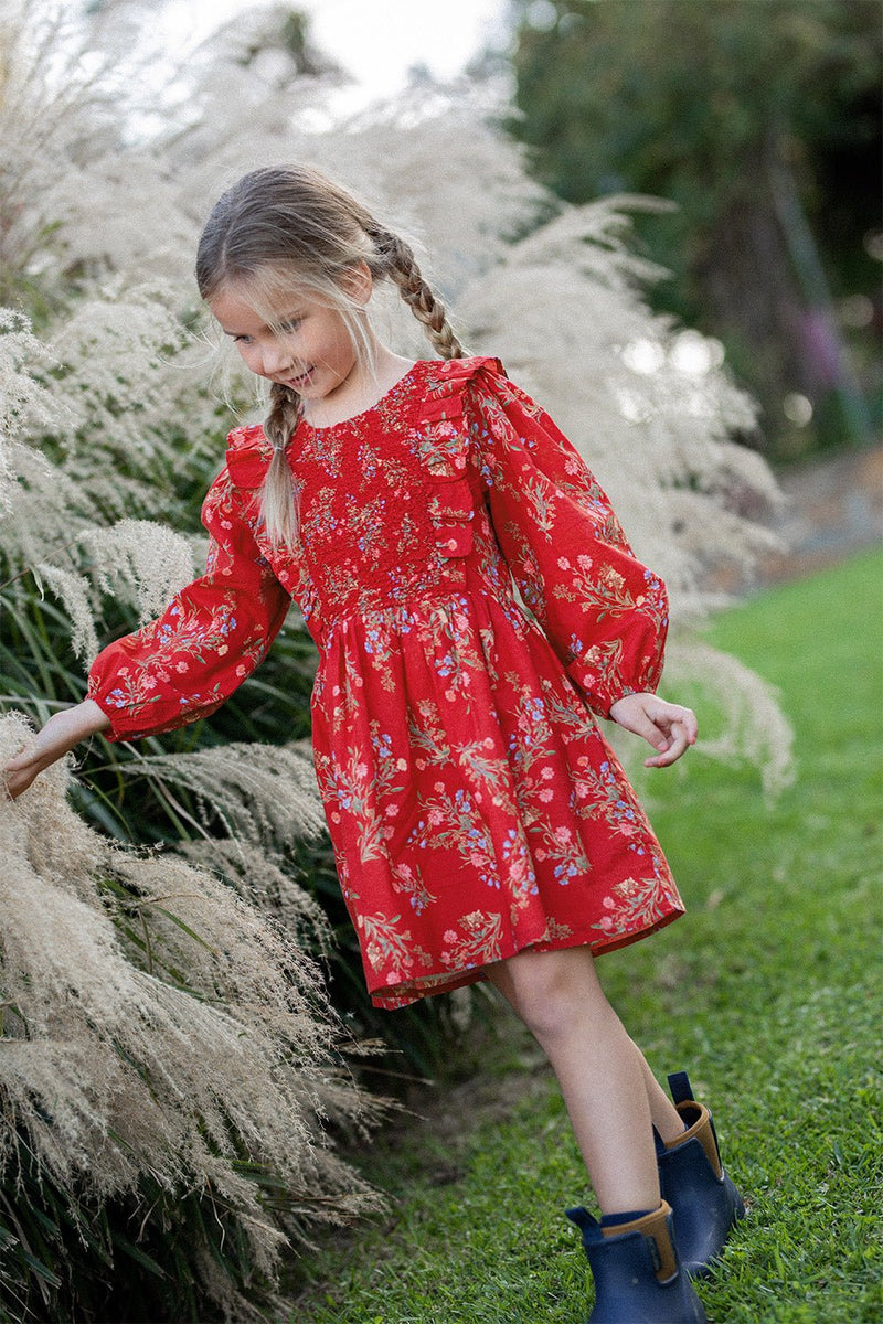 Kids Elliana Dress - Ruby Floral - steele label