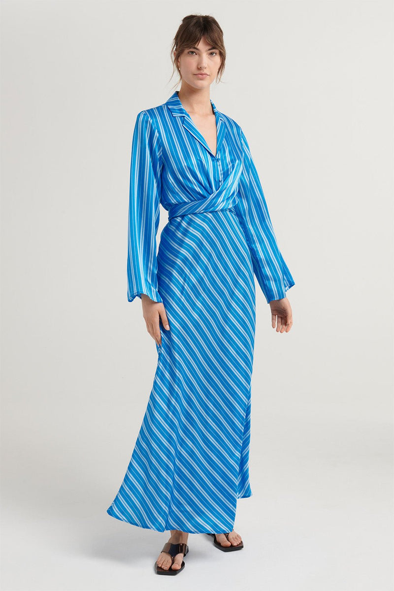 Louisa Dress - Azure Stripe - steele label